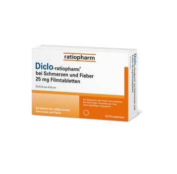 Diclo-ratiopharm® bei Schmerzen und Fieber 25 mg - 20 Filmtabletten