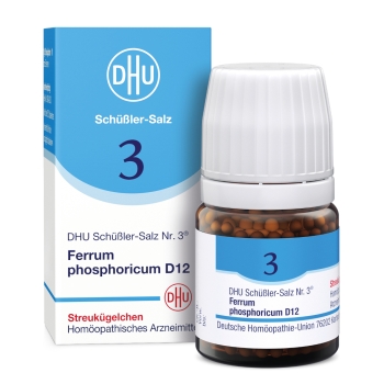 DHU - Schüssler Salz Nr. 3 - Ferrum phosphoricum D12 Globuli - 10g