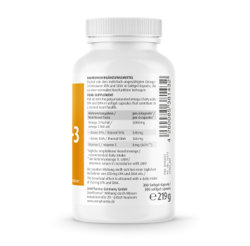 ZeinPharma - Omega 3 Kapseln 500 mg 300 Stück