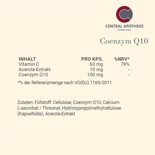 Central - Coenzym Q10 (100mg) - 60 Kapseln