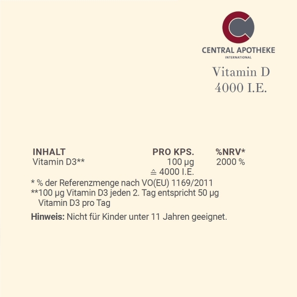 Central - Vitamin D - 4000 I.E. - 30 Kapseln
