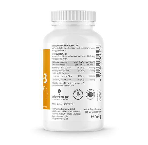 ZeinPharma - Omega 3 Gold Kapseln - Brain Edition - 120 Kapseln