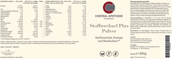 Central - Stoffwechsel Plus Pulver - 400g
