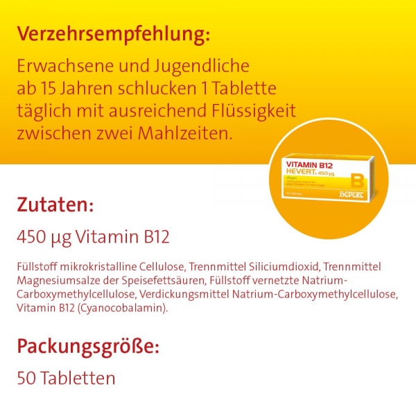 Hevert - Vitamin B12 Hevert 450 µg - 50 Tabletten